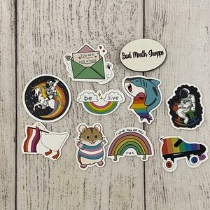 *Set 9 Colorful Pride Waterproof Vinyl Sticker Water Bottle Laptop Skateboard